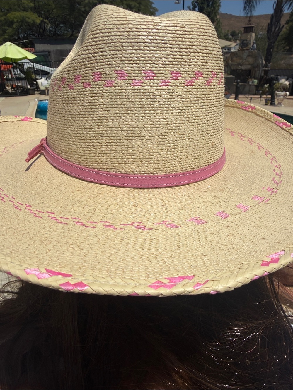 Atwood palm New Girls Natural Straw Cowboy Hat with Pink Trim S/M Boot Barn